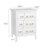 YIGOBUY 3 Drawer Nightstand White Side Table 19" Bedroom Night Stands End Table for Living Room Bedroom with Storage 1 Set Furniture YIGOBUY