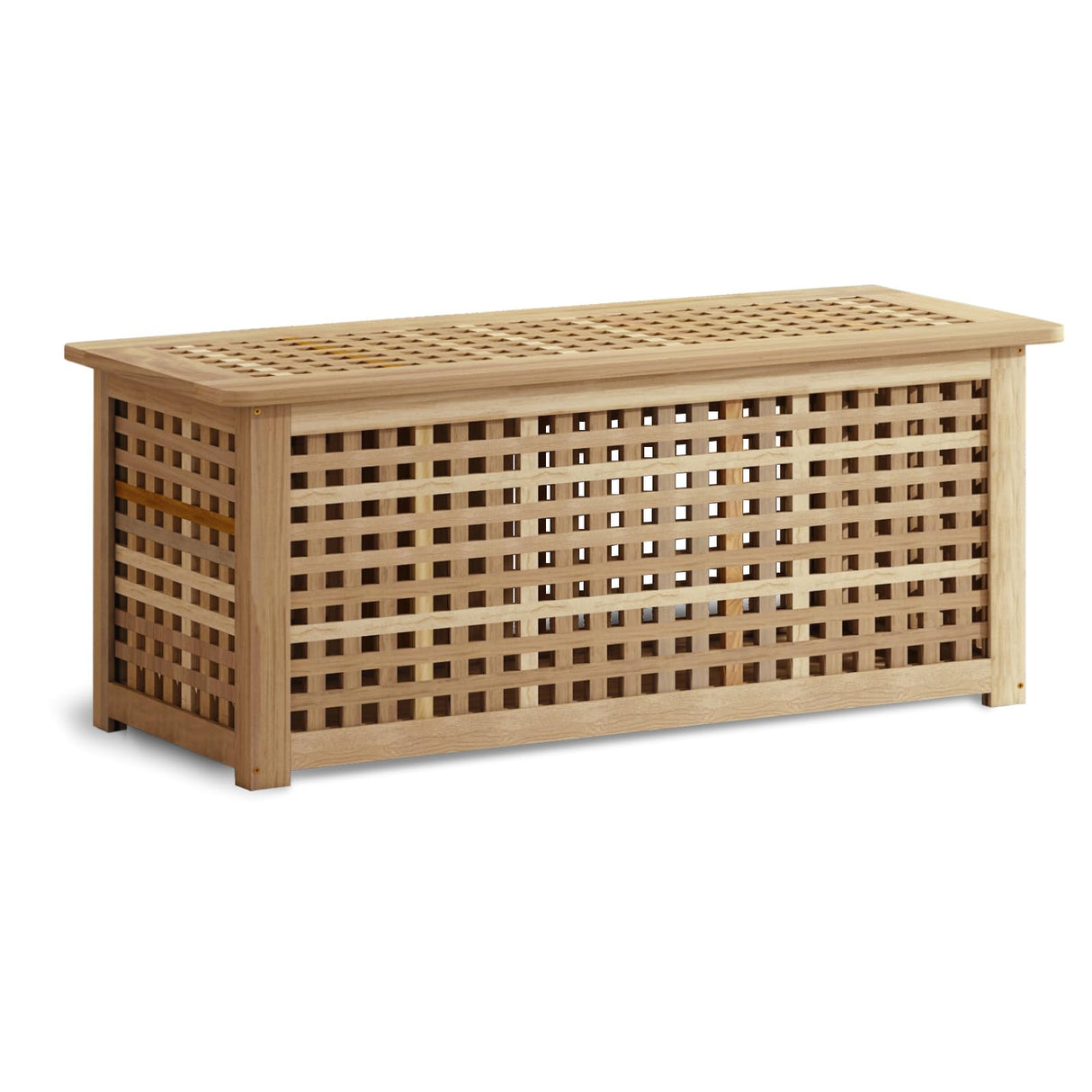 Gashell Bench with Storage, Acacia Laundry Hamper with Seat, Storage Benches with Seating for Entryway, Living Room, Bedroom, Bathroom (15.7x38.6x17.7in) Gashell