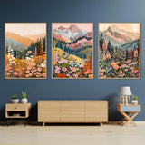 Mountain Diamond Art Kits for Adults - 3 Pack Landscape Flowers Diamond Painting for Beginners, Diamond Dots Round 5D Full Drill Paintings with Diamonds Gem Art and Crafts Home Decor 12x16inch tigdtiu