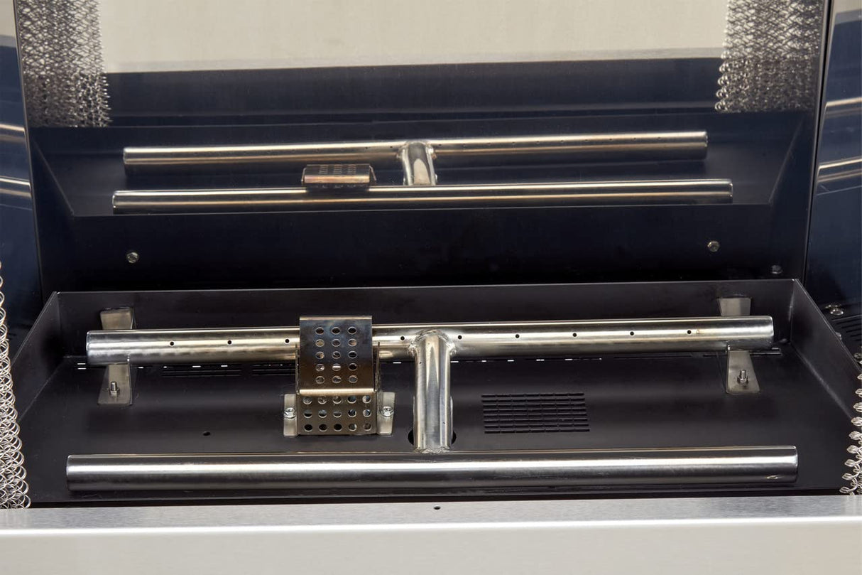 Duluth Forge Ventless Stainless Outdoor Gas Fireplace Insert with Reflective Black Glass Media - 24,000 BTU, Manual Control - Model# DF450SS-G-RBLK Duluth Forge