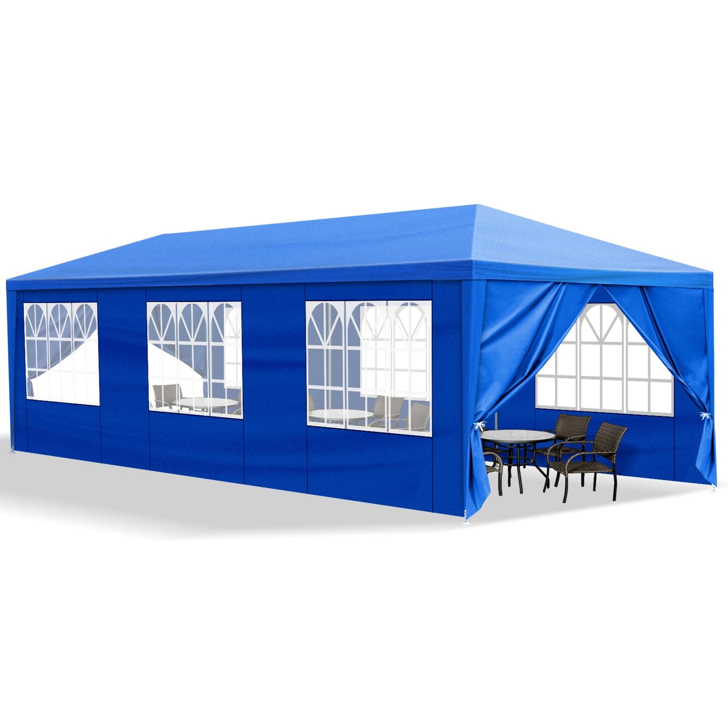 10x30FT Blue Party Tent Outdoor Canopy Tent Heavy Duty Wedding Tent Waterproof Patio Gazebo Tents for Parties with 8 Removable Sidewalls Perfect for Holiday Birthday Graduation BBQ - WoodArtSupply