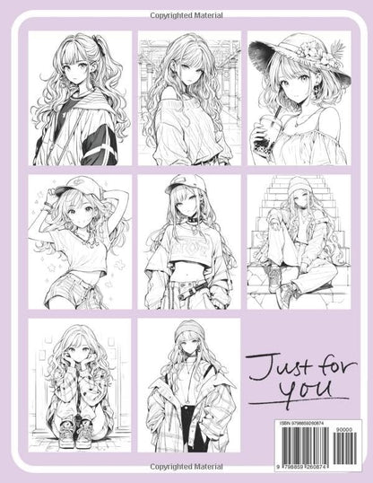 Fashion Anime Coloring Book: Urban Collection: Creative Trendy Stylish Outfits Coloring Pages for Teen Girls and Adult Women | Kawaii Fashion Designs ... Stress Relief | Adorable Anime & Manga Art