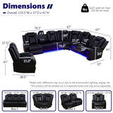 Anthato Black Power Recliner Sectional Sofa Set with LED, Breathing Leather Reclining Corner Couch & Chair, L-Shaped Home Theater Seating with Cup Holders/Storage for Living Room (Sectional+Chair) Anthato
