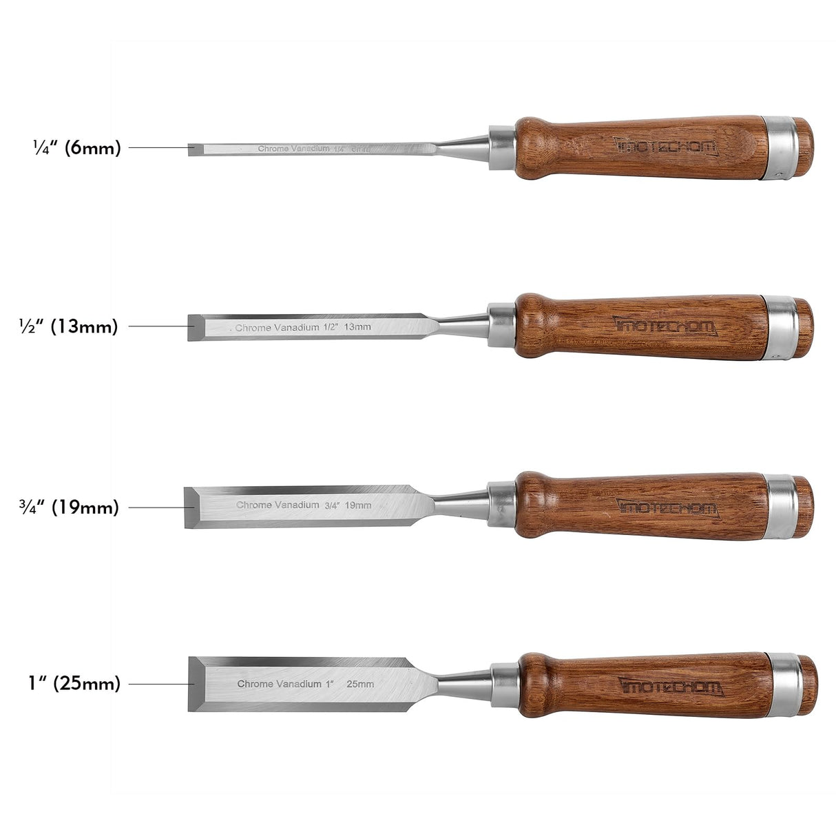 IMOTECHOM 4-Pieces Woodworking Wood Chisel Set with Canvas Bag, Razor Sharp CR-V 60 Steel Blades IMOTECHOM