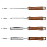 IMOTECHOM 4-Pieces Woodworking Wood Chisel Set with Canvas Bag, Razor Sharp CR-V 60 Steel Blades IMOTECHOM