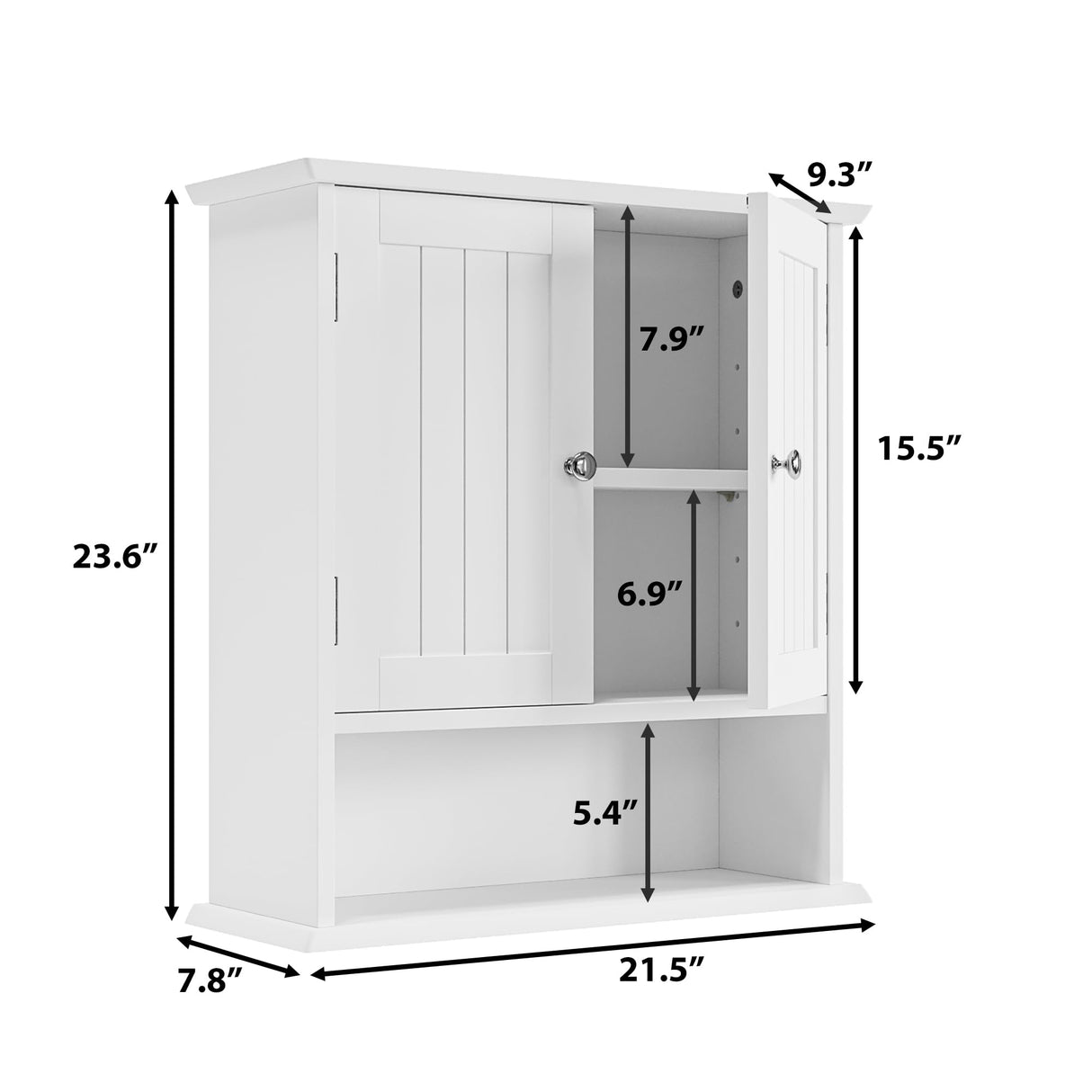 Mino Kesper Bathroom Wall Cabinet, Bathroom Cabinet Wall Mount with 2 Doors and Open Shelf, Over The Toilet Wall Storage Cabinet, Bathroom Medicine Cabinet Mino Kesper
