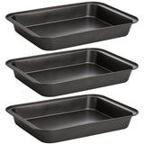 Lyellfe 3 Pack Rectangle Baking Pan, Non-Stick Cake Pans for Oven, 13 x 9 Inch Deep Cookie Sheet Tray for Brownie Lasagna Casserole Bread, BPA Free Lyellfe