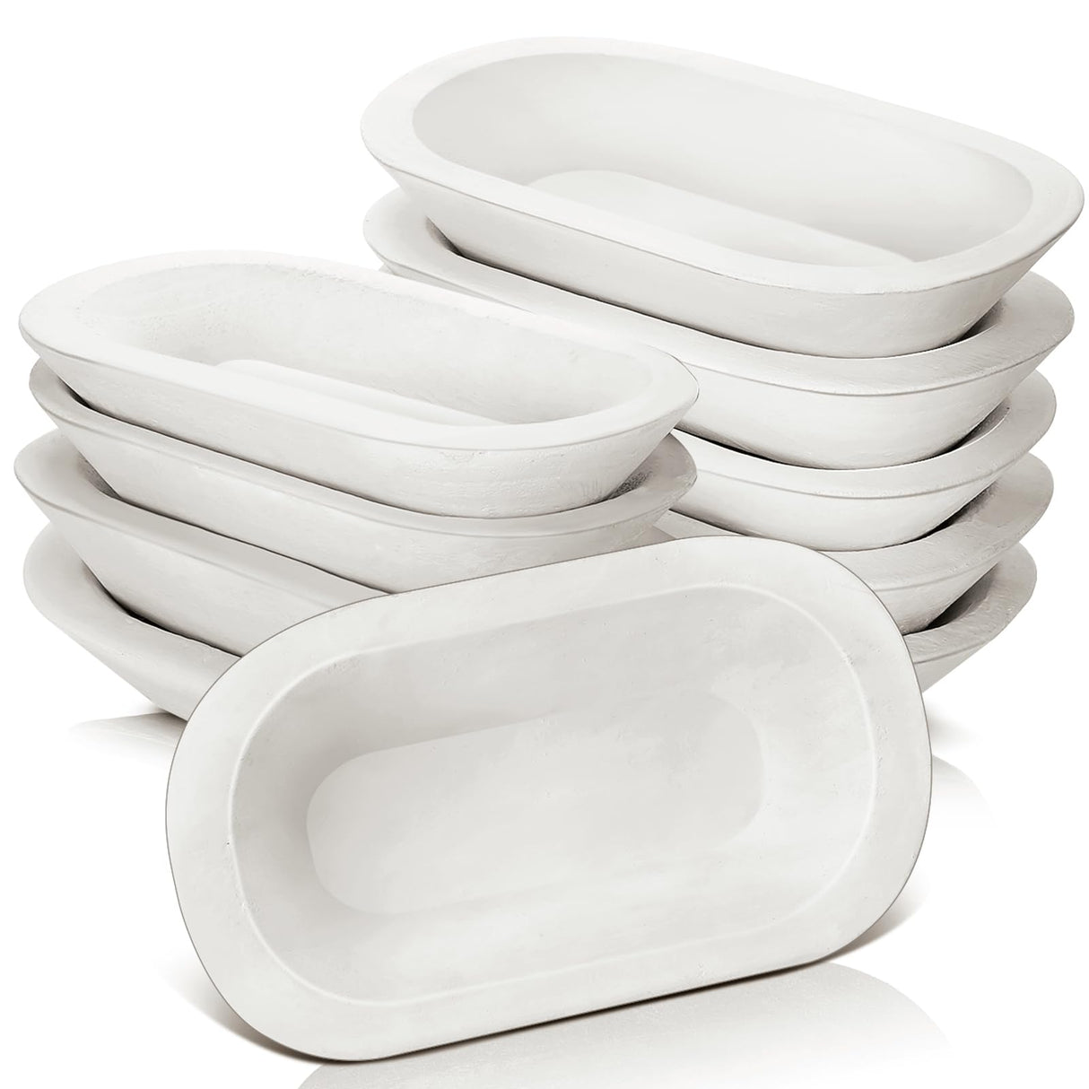 Nuogo 10 Pack Wooden Dough Bowls Bulk Rustic Dough Bowls for DIY Candle Home Crafts Making Farmhouse Fruits Supplies Decoration(8.5 Inches,White) Nuogo