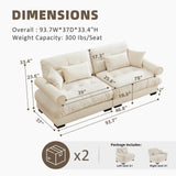 SoarTalent 93.7" Oversized Modular Sectional Sofa 2-Seater Loveseat Cloud Couch with Pillows and Overthick Cushion for Living Room,Home Theater,Apartment,Velvet,Beige SoarTalent