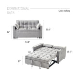 ECHINGLE Futon Sofa Bed, 3 in 1 Sleeper Sofa Couch Bed with Armrests, Storage Pockets and 2 Pillows, Adjustable Backrest, Sofa Bed Couch for Living Room, Bedroom, Office,Reading Room(Grey) ECHINGLE