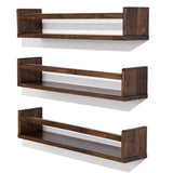 AZSKY Nursery Book Shelves 24 in Set of 3 Walnut Floating Bookshelf for Kids Room Wall Mounted Floating Shelves Solid Nursery Bookshelf Perfect Decor for Kitchen Bedroom Living Room AZSKY
