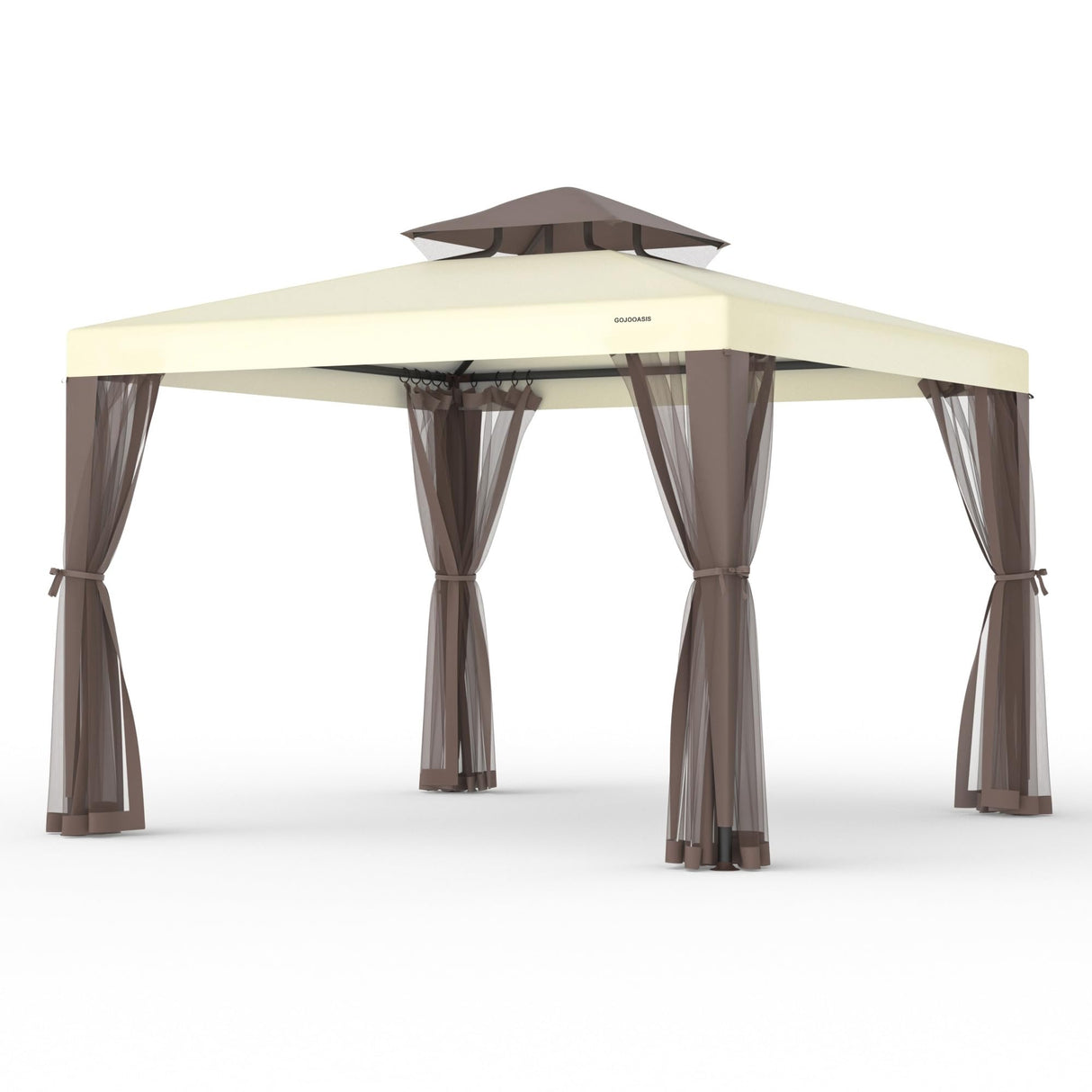 Patio Gazebo Tent Outdoor Canopy Shelter 10'x10' w/Mosquito Netting with 100 Square Feet of Shade for Garden, Backyard Deck and Lawns GOJOOASIS