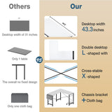 GlasFlength L Shaped Gaming Desk, 49 Inch L Shaped Desk with CPU Storage Shelf & Side Bag, Wooden Corner Desk for Home Office, White 49 inches GlasFlength