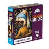 Pug with a Pearl Earring Jigsaw Puzzle by Exploding Kittens - 1000 Pieces Jigsaw Puzzle for Adults, Teens, and Kids - Dog Puzzle, Funny Puzzle, Art Puzzle Exploding Kittens LLC