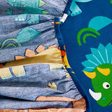 Wake In Cloud - Dinosaur Bed Sheets for Boys, 100% Cotton, 4-Piece Sheet Set Kids, Cute Colorful Cartoon Animal Leaf Tree Pattern Printed Bedding, Deep Pocket, Navy, Full Size Wake In Cloud