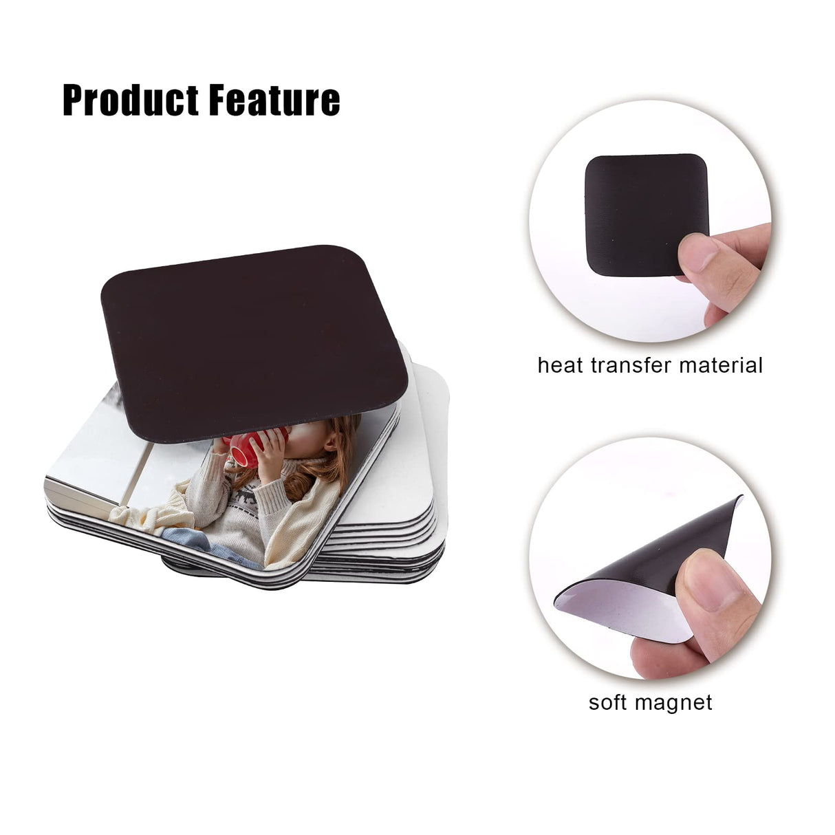 SAVITA 24pcs Sublimation Fridge Magnets, 2x2inch Sublimation Magnet Blanks Bulk Square Refrigerator Magnets for Home Kitchen Office Whiteboard Decoration SAVITA