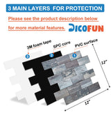 DICOFUN Distressed Wood Peel and Stick Backsplash Wall Tiles, 12"x12" Thick PVC Subway Tile for Kitchen Backsplash, 10 Sheets DICOFUN