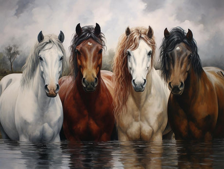 SKRYUIE Paint by Numbers Kit for Adults Beginner Horse, Acrylic Oil Painting by Numbers Kits with PaintBrushes Art Crafts Canvas for Home Decor 16x20 inch / 40x50 cm B23493 SKRYUIE