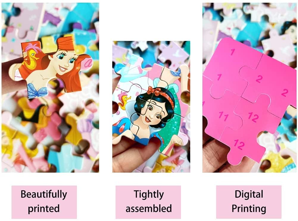 Generic NEILDEN Jigsaw Puzzles for Kids Ages 4-8 Puzzles Packed in Tin Box 60 Pieces Learning Educational Puzzles for Children Girls and Boys, Princess WoodArtSupply