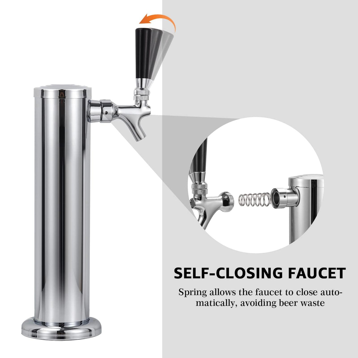 Hilangsan Draft Beer Faucet Beer Line Shank Kit Kegerator Parts Beer Tower Dispenser Replacement Set Self-Closing Beer Tap Wrench I.D.3/16” Beer Tubing 1/4”Keg Coupler Barb Cleaning Brush Tap Cover Hilangsan