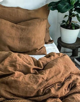 Gaytri Handicraft Linen Duvet Cover in Tobacco. King, Queen, Twin, Full, Double, Single Sizes. Tobacco Linen Duvet Cover. Brown Linen Bedding Set with Zipper Closure (2 Pillowcase 20X30) Generic