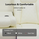 GEBADOL Leather Power Recliner Set with LED, 3-Piece Recliner Sofa and Loveseat Chair with Storage Console/Charging Port, Modern Reclining Furniture for Living Room (Cream-White, Sofa+2 Chairs) GEBADOL