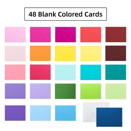48 Pack Blank Folded Cards and Envelopes Colored Cards White Envelopes 5 x 7 Inch Colorful Greeting Cards 24 Assorted Colors Heavy Weight for Greeting,Invitation,Card Making LIVHOLIC