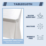 CARTMAN 6FT Folding Picnic Table Portable Fold-in-Half Plastic Dining Picnic Party Table with Tablecloth, White CARTMAN