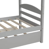 Harper & Bright Designs Quad Bunk Bed with Trundle, L Shaped Bunk Bed for 4 Kids, Wooden Twin Bunk Bed Frame for Kids Teens Adults (Gray) Harper & Bright Designs