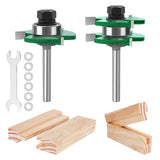 TOTOWOOD Pro Tongue and Groove Router Bit Set of 2 Pieces 1/4 Inch Shank Router Bit Set 3 Teeth Adjustable T Shape Wood Milling Cutter (Tongue and Groove Router Bit 1/4 Shank) Totowood