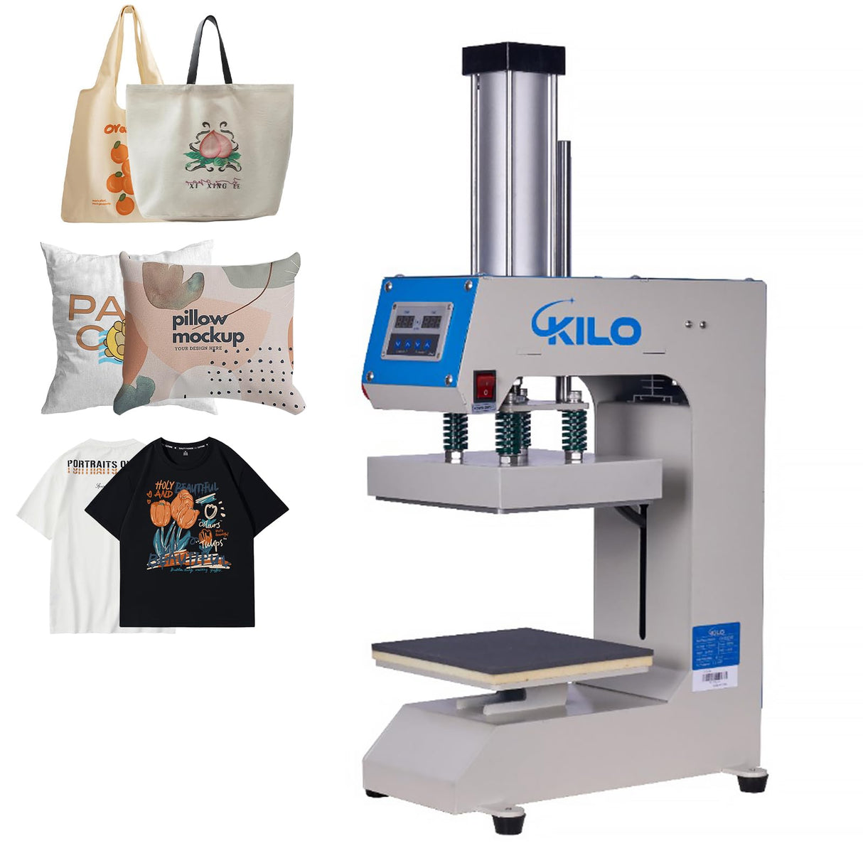 VISRACK 8x8 Label Pneumatic Heat Press Machine-Auto-Balance Digital Control Sublimation Press for T-Shirts, Caps,Cups&More-Adjustable Pressure,Grey VISRACK