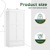 Letaya Wardrobe Closet,72" H Clothing Metal Storage Cabinet with Storage Drawer Adjustable Shelves and Hanging Rod,Bedroom Armoire Cabinet Clothes Organizer (White) Letaya
