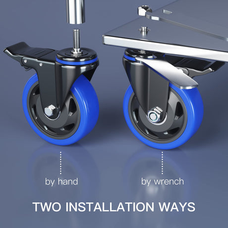 4 Inch Stem Caster Wheels Heavy Duty with Dual Locking 2200Lbs, Threaded Stem Casters 3/8" -16 x 1, Swivel Industrial Casters Set of 4, Wheels for Cart and Furniture WOZESEIK