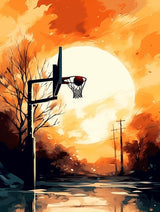 MaiYiYi Basketball Frame Diamond Painting by Numbers, 5D Full Round Drill Sun Basketball Frame Crystal Diamond Painting Set for Adult Beginner Home Wall Art Decor (30X40 CM) MaiYiYi