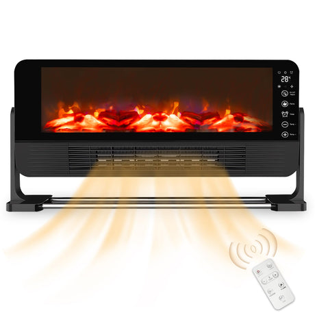 Honitra 22inch Small Electric Fireplace Heater, 3D Flame Fake Fireplace, Remote Control Wall Fireplace, Portable Fireplace Heaters for Indoor Use Living Room Bedroom Bathroom 1500w/2000w, 12h Timer Honitra