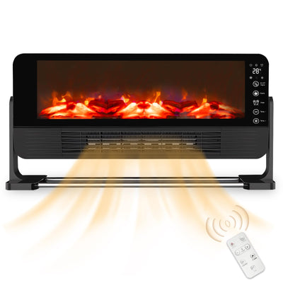 Honitra 22inch Small Electric Fireplace Heater, 3D Flame Fake Fireplace, Remote Control Wall Fireplace, Portable Fireplace Heaters for Indoor Use Living Room Bedroom Bathroom 1500w/2000w, 12h Timer