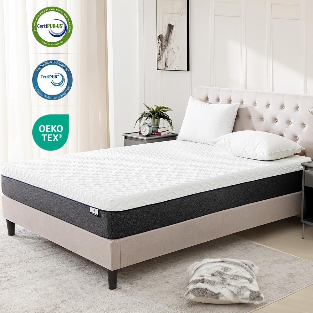 Gelsea Queen Mattress,10 Inch Memory Foam Mattress in a Box,Green Tea Infused,Hypoallergenic Bamboo Charcoal,Made in USA,Queen Size Bed,60" X 80" X 10 Gelsea