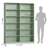 FACBOTALL Bookshelf and Bookcase, 6-Tier Double Wide Bookshelves, Freestanding Display Storage Shelves, Tall Bookcases for Home Decor Bedroom, Living Room, Home Office, Green FACBOTALL