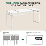 Huuger Computer Desk, 63 Inch Office Desk, Gaming Desk with Storage, Writing Desk Work Desk for Home Office, Study, Modern Simple Desk, Large Legroom, Metal Frame, White Huuger