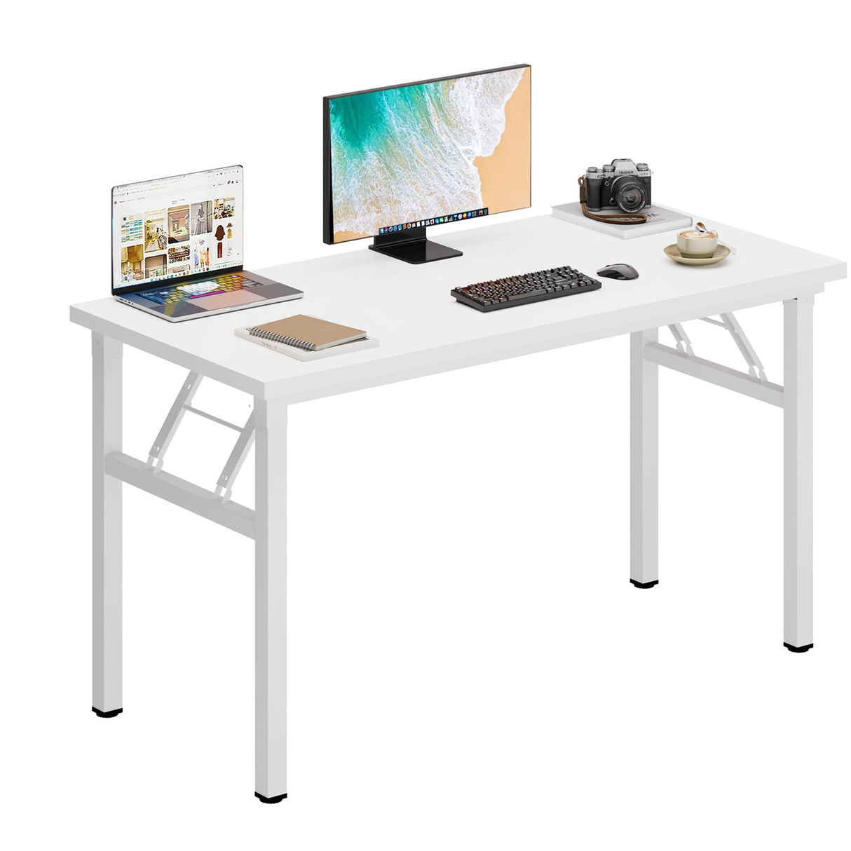 DlandHome 47 inches Folding Table Computer Desk Portable Table Activity Table Conference Table Home Office Desk, Fully Assembled White DND-ND5-120WW DlandHome
