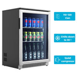 Advanics 20IN Beverage Refrigerator with Glass Door-120 Can Built in Under Counter Fridge & Freestanding,Ideal for Soda,Beer Drink Cooler Advanics