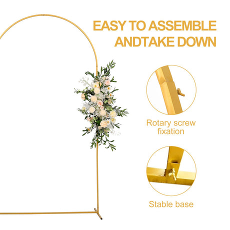 yumiaohe 7.2FT Metal Wedding Balloon Arch Stand Gold Stable Backdrop Stand Arch Frame for Birthday Party Bridal Baby Shower Christmas Ceremony Decoration yumiaohe