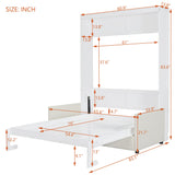 Ball & Cast Murphy Bed Full Size Wall Bed with Sofa,can be Folded,Multifunctional Wood Hideaway Cabinet Bed Frame,Slat Support,Save Space,for Apartment,Guest Room,White Ball & Cast