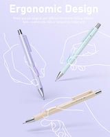 Nicpro 4 PCS Pastel Mechanical Pencil 0.7mm, Cute Fast Click Mechanical Pencils Set with 8 Tubes HB Lead Refills, Erasers, Eraser Refills for School, Student Writing, Drawing, Sketching - with Case Nicpro