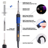 110W Electronics Soldering Iron Kit - LCD Digital Soldering Iron Adjustable Temperature, Wire & Cutter, Stand, Soldering Iron Tip Set, Desoldering Pump, Solder, Tweezers, Soldering Flux Paste LDK