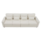 Harper & Bright Designs 104" 4-Seater Modern Linen Fabric Sofa with Armrest Pockets and 4 Pillows,Minimalist Style Couch for Living Room, Apartment, Office,3 Colors Harper & Bright Designs
