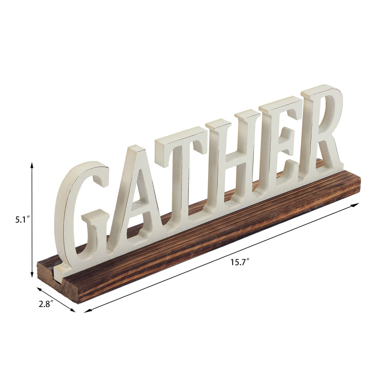 Sintosin Rustic Wooden Gather Signs for Home Decor 16", Tabletop White Distressed Home Decor Signs, Christmas Signs Farmhouse The Gathering Place Sign for Fireplace Shelf Living Room Kitchen Sintosin