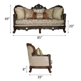 Acme Devayne Traditional European Sofa with Queen Anne Legs in Dark Walnut Acme