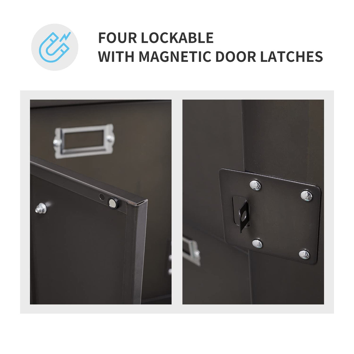 BYNSOE Metal Locker Storage Cabinet, 47.3” Employees Locker Industrial Steel Storage Cabinet with Shelves and 6 Lockable Doors for Home, School, Gym BYNSOE