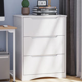 Gizoon 3 Drawers Chest, Bedroom Drawer Dresser with Large Storage Capacity, Embedded Handle, and Sturdy Anti-Tripping Device, Modern Design Cabinet for Hallway, Office, Living Room (White) Gizoon